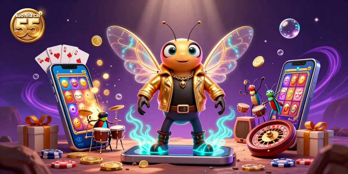 Engage with keo nha cai 55 by watching the vibrant cicada rock star in a lively casino scene.