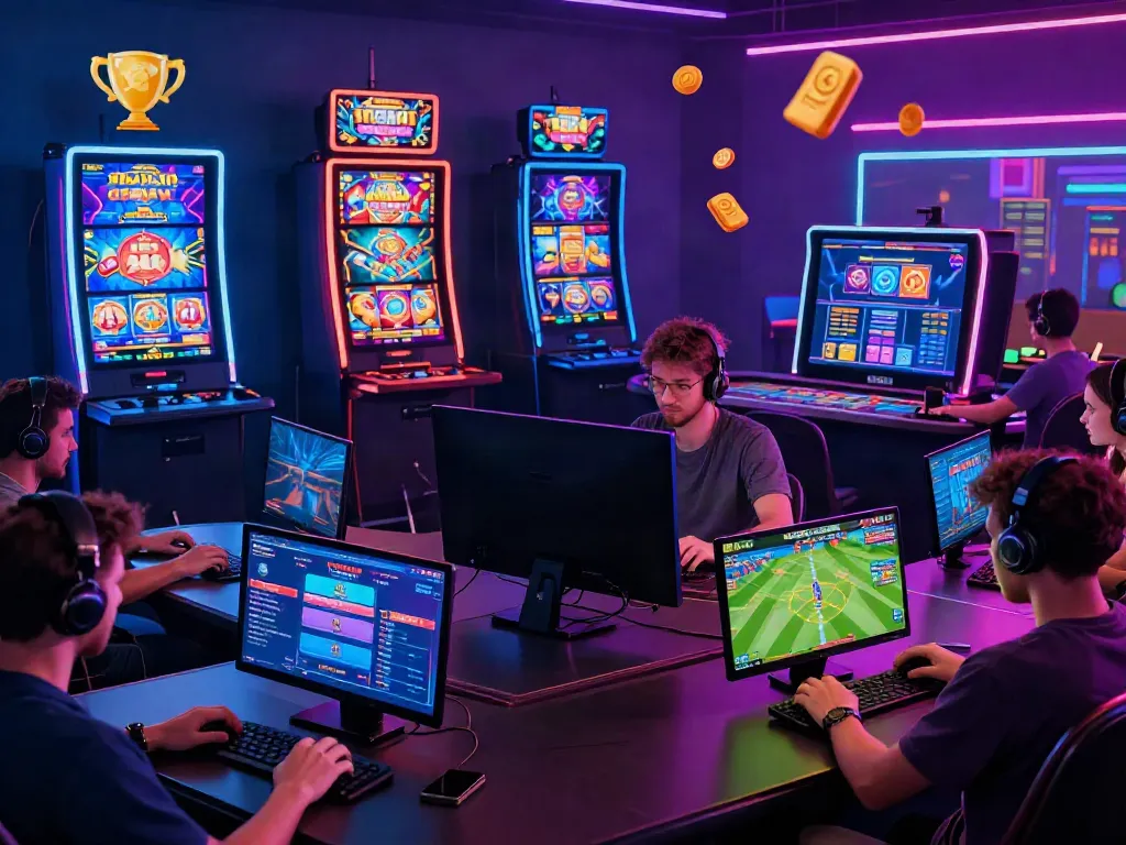 Dynamic gaming experience on http://debet-onl.com, featuring players engaging with vibrant game interfaces.