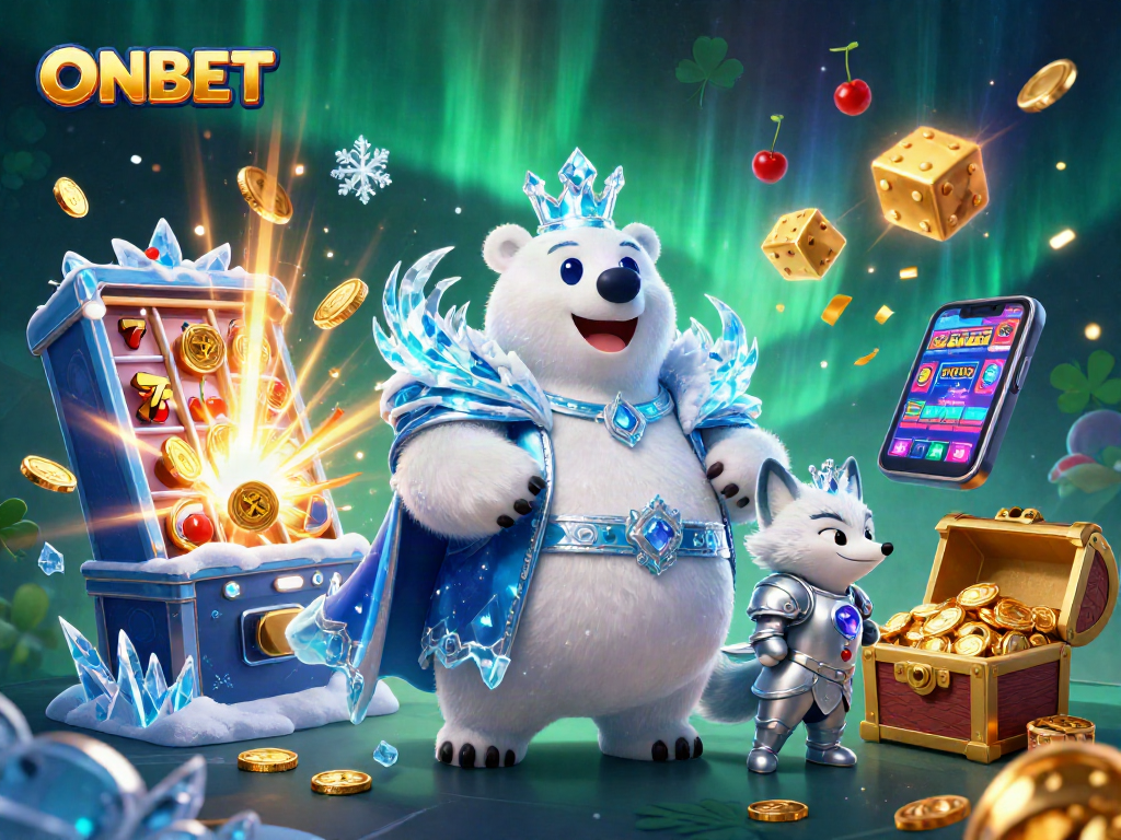 Spin to win big with ONBET at a vibrant casino scene filled with gold and excitement.