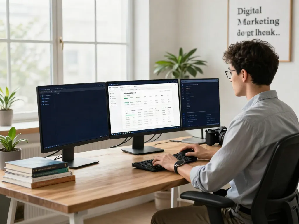 SEO expert analyzing instant indexing metrics in a modern workspace