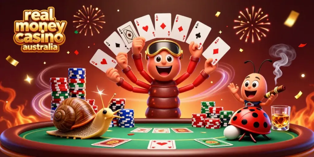Experience thrilling action at a real money casino Australia with vibrant characters and dynamic gaming atmosphere.