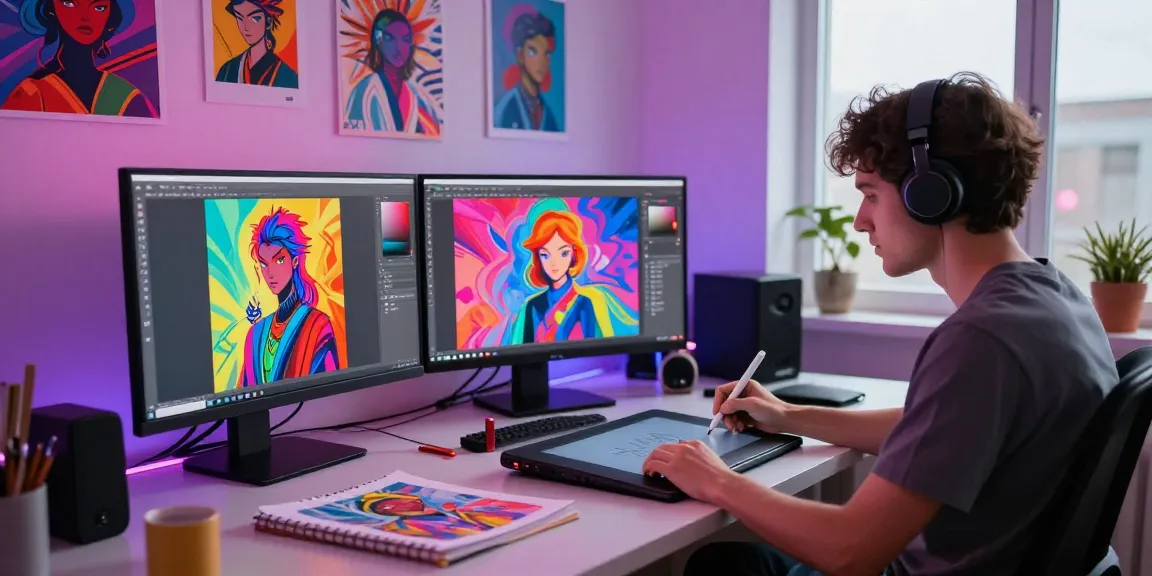 Engaging digital art workspace showcasing NSFW AI creativity with vibrant colors and tools.
