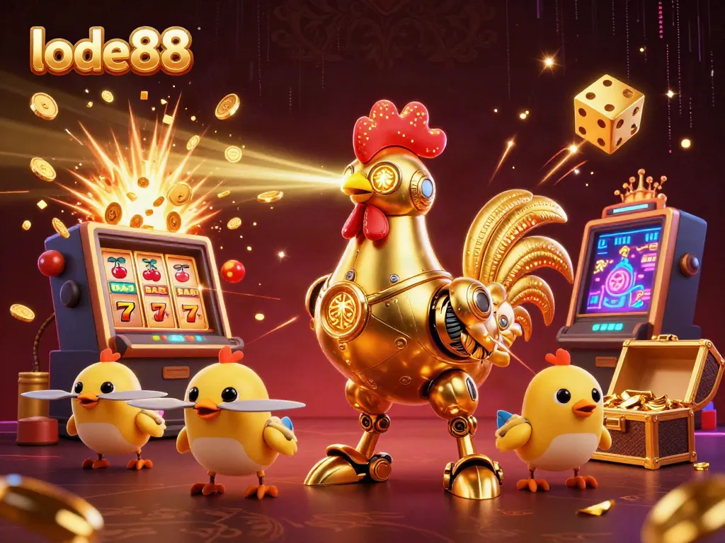 Experience thrilling gaming action with lode88's vibrant 3D slots and jackpot scenes.