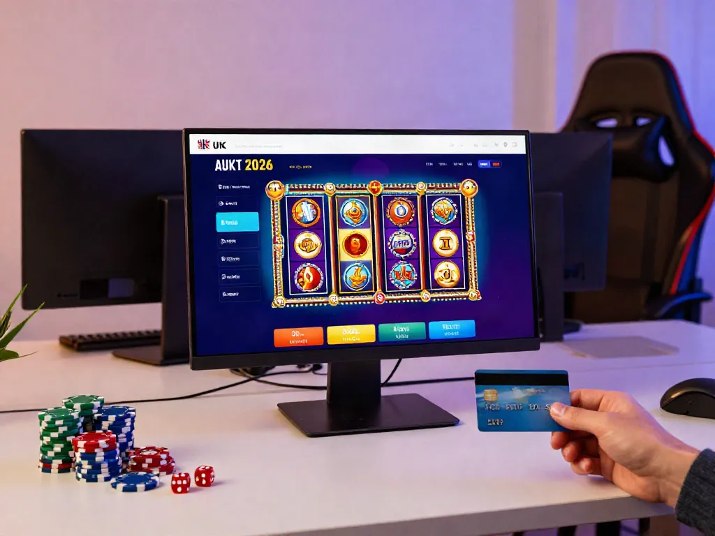 Engaging online casino scene highlighting best credit card casinos with slot graphics and a credit card