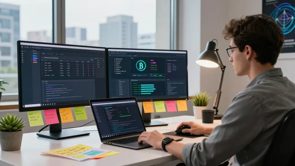 PulseChain Bridge interface displayed on a monitor in a modern tech workspace for seamless crypto transactions.