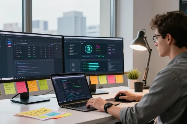 PulseChain Bridge interface displayed on a monitor in a modern tech workspace for seamless crypto transactions.