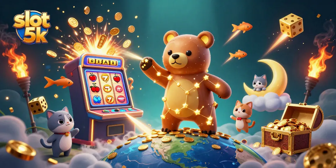Experience slot 5k action with a colorful jackpot explosion in this vibrant casino illustration.