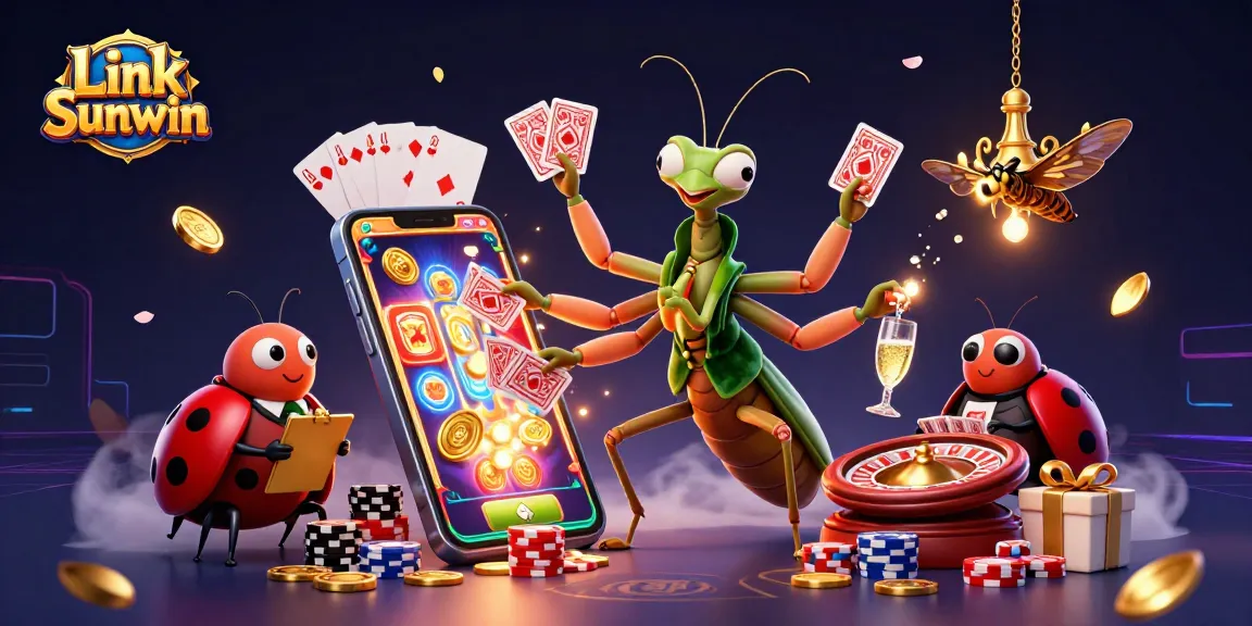 Engage with Link Sunwin at vibrant online casino, featuring vibrant characters and gameplay elements.
