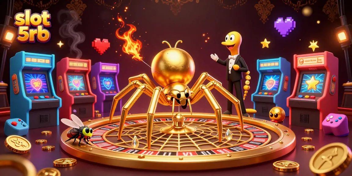 Spin slot 5rb reels stylishly in this vibrant 3D casino scene with engaging game features.