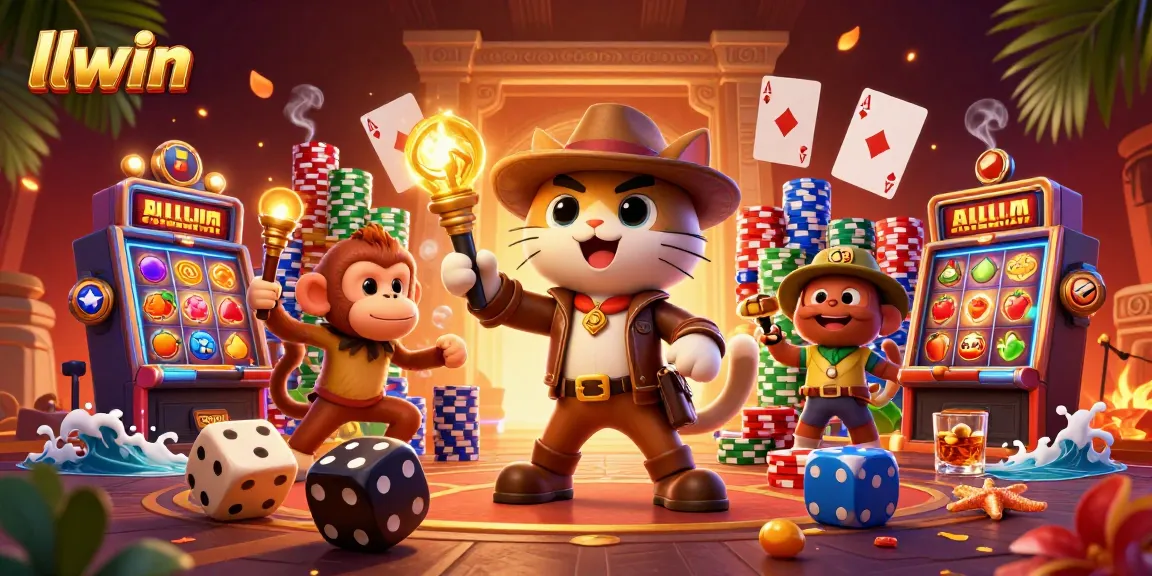 Experience thrilling slots and jackpots at llwin with a dynamic casino adventure illustration.